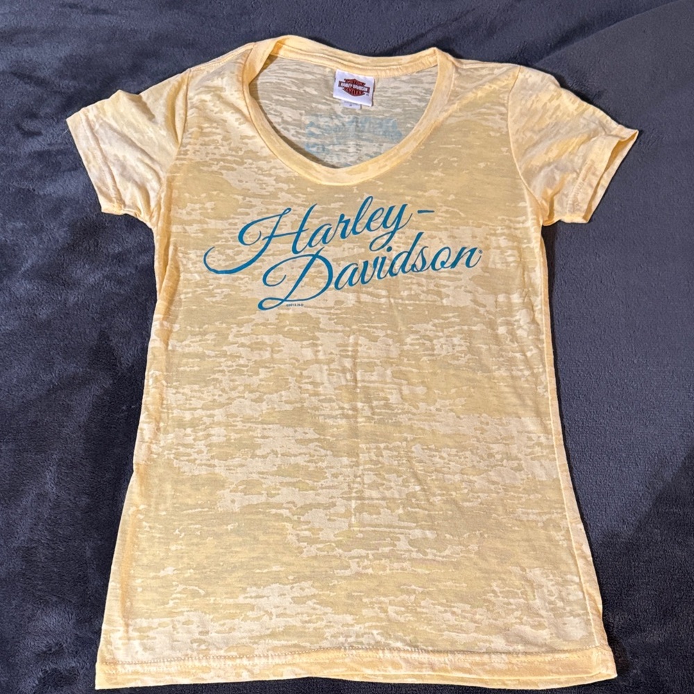 Harley-Davidson Kids Light Yellow Tee with Blue Script